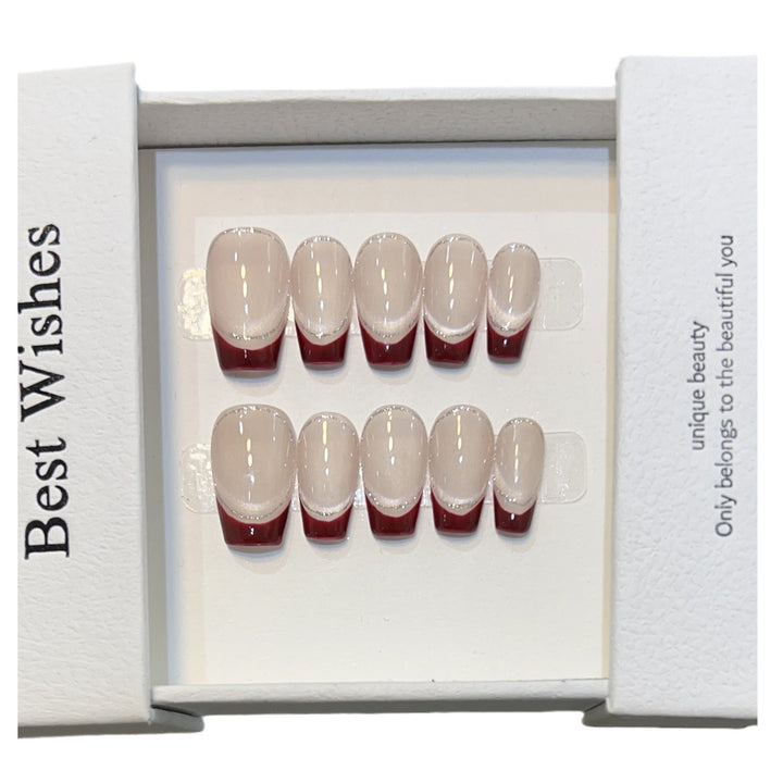 Artistic Gel Press-On Nail Set with Elegant French Tips Kalsten