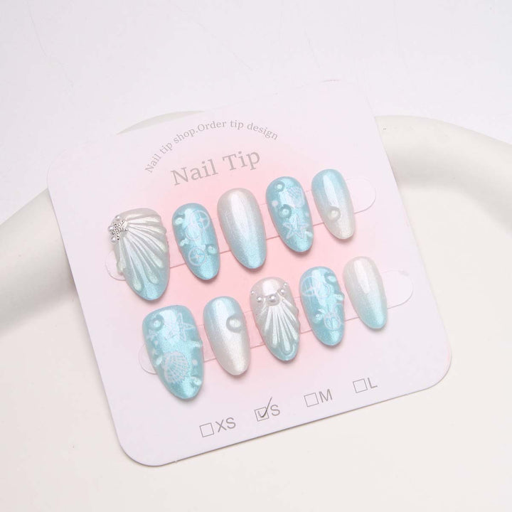 Artistic Ocean-Inspired Press-On Nail Set Kalsten