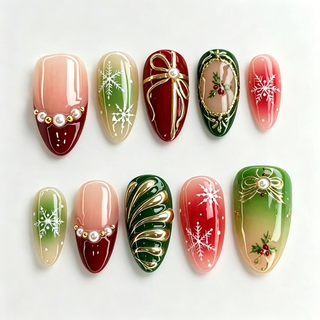 Festive Holiday Themed Press-On Nail Art Set Kalsten 1790636400