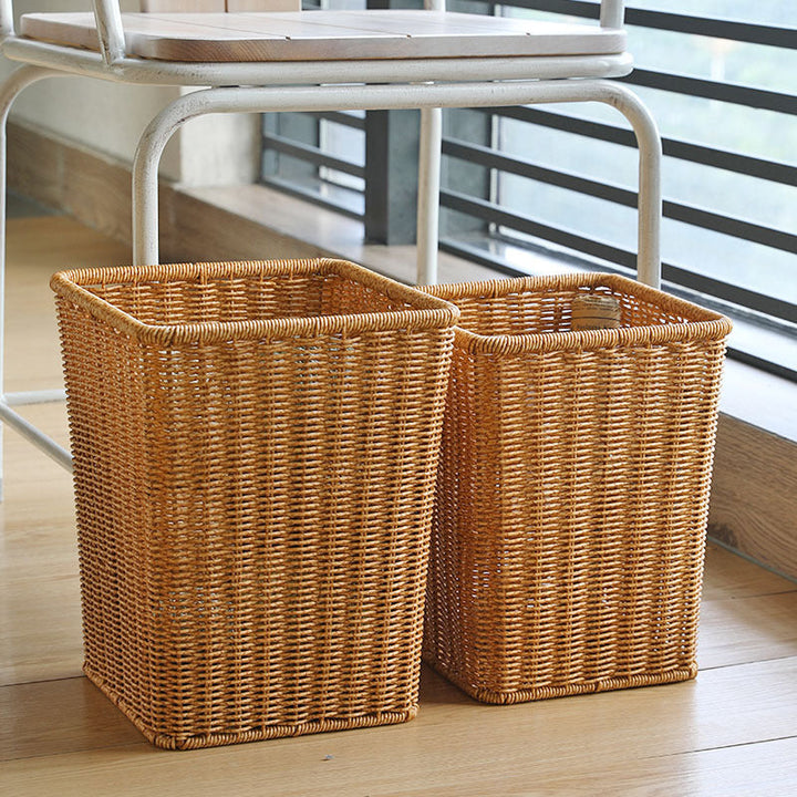 Rectangular Handwoven Wicker Waste Bin Kalsten