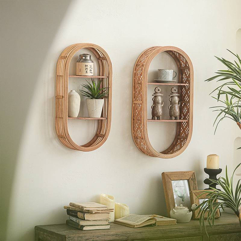 Wall shelf made of natural rattan Kalsten