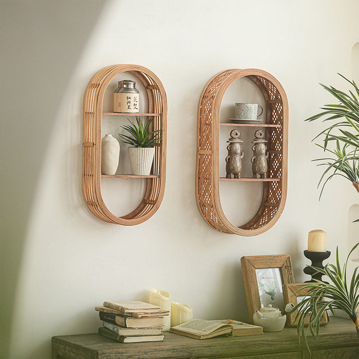 Wall shelf made of natural rattan Kalsten
