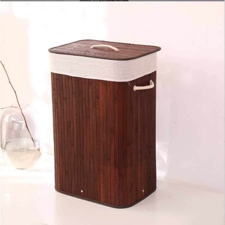 Elegant Laundry Basket Made of Bamboo with Practical Lid Kalsten