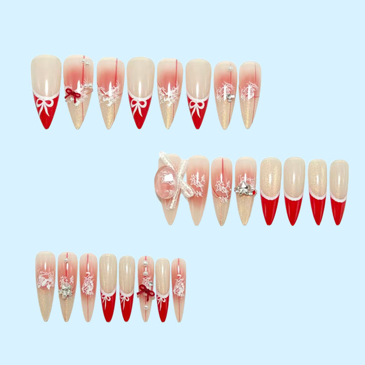 Artificial nails with romantic bow and lace design Kalsten