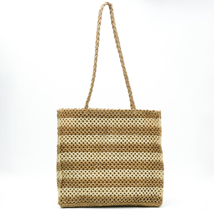 Spacious straw tote bag with modern structural design Kalsten