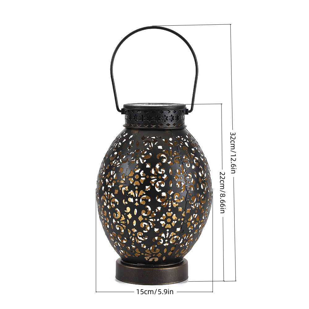 Moroccan-Style Cutwork Metal Candle Lantern with Hanging Handle Kalsten