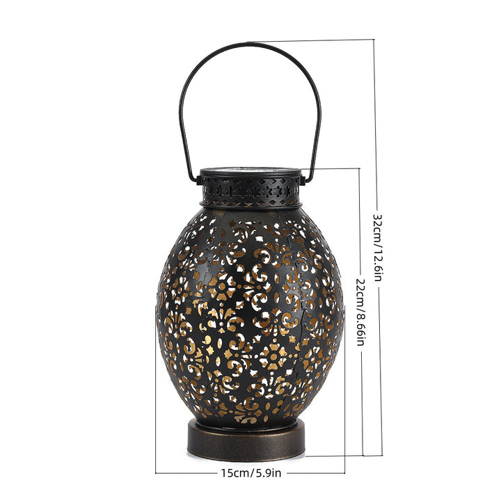 Moroccan-Style Cutwork Metal Candle Lantern with Hanging Handle Kalsten