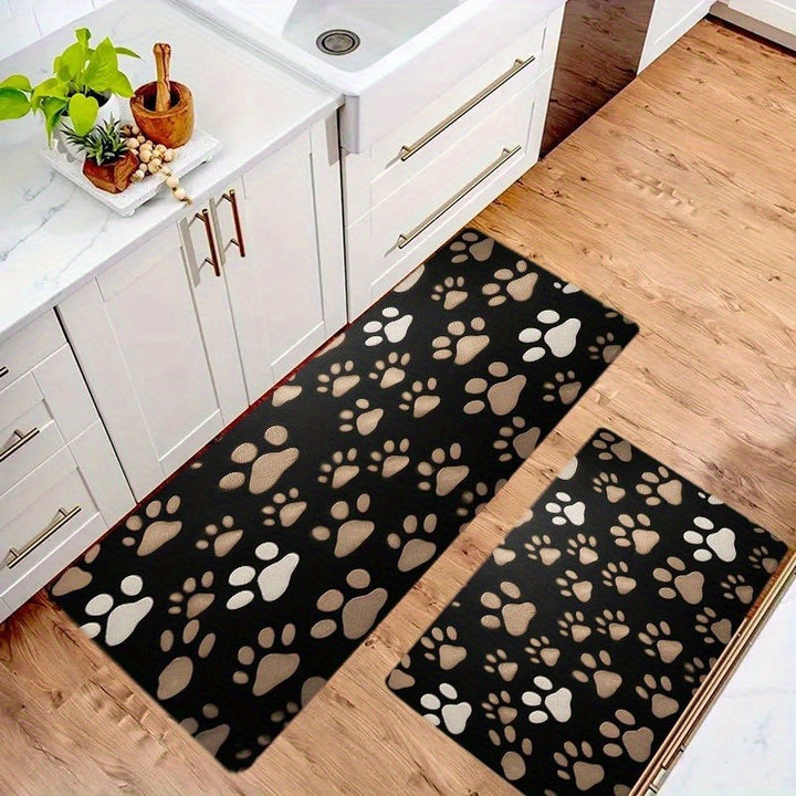 Playful Paw Print Kitchen Mat Set