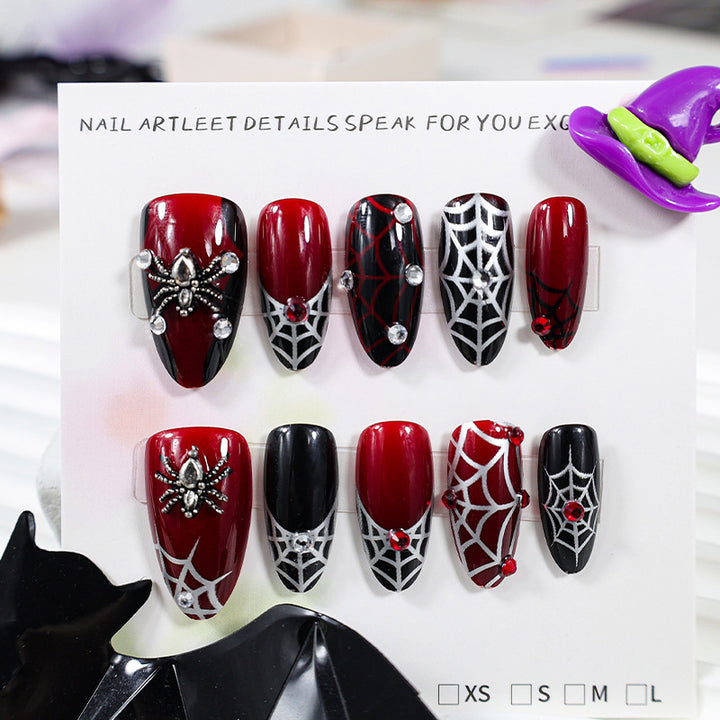 Halloween Artificial Nail Set with Spider and Web Designs Kalsten