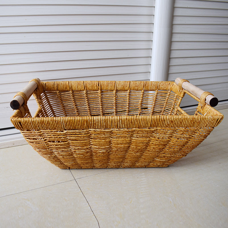 Handcrafted Wicker Storage Basket with Handles Kalsten