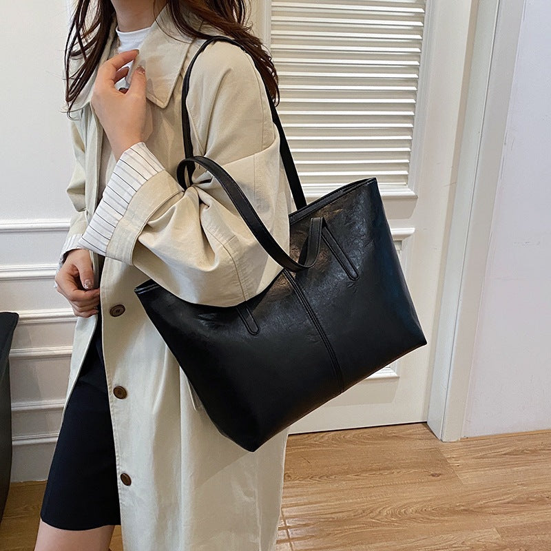 Classic Structured Faux Leather Tote