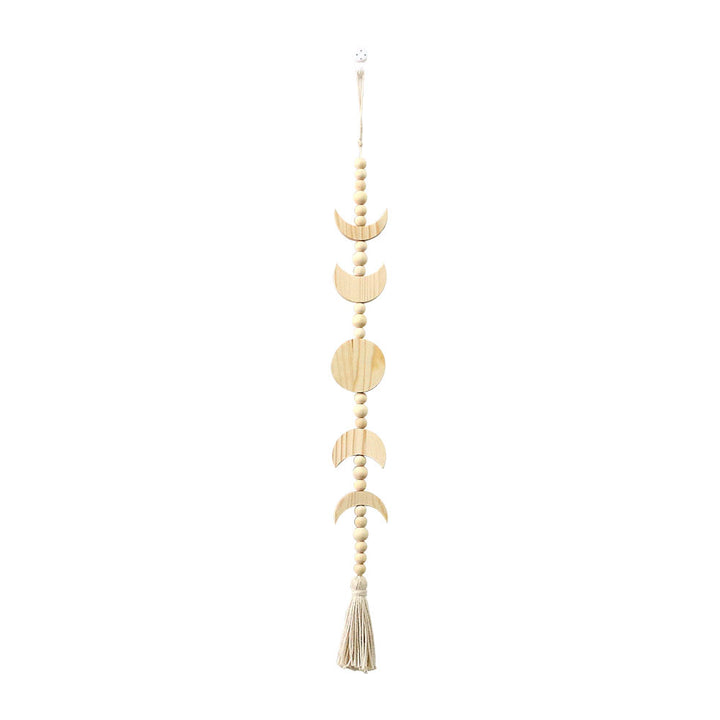Decorative wall hanging with geometric wooden shapes