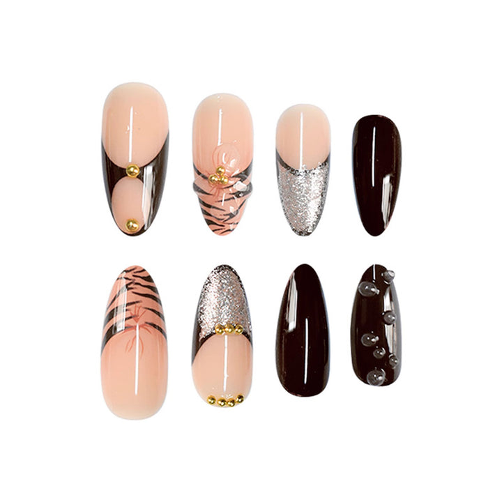 Artistic Stiletto Press-On Nail Art with Butterfly Accents Kalsten