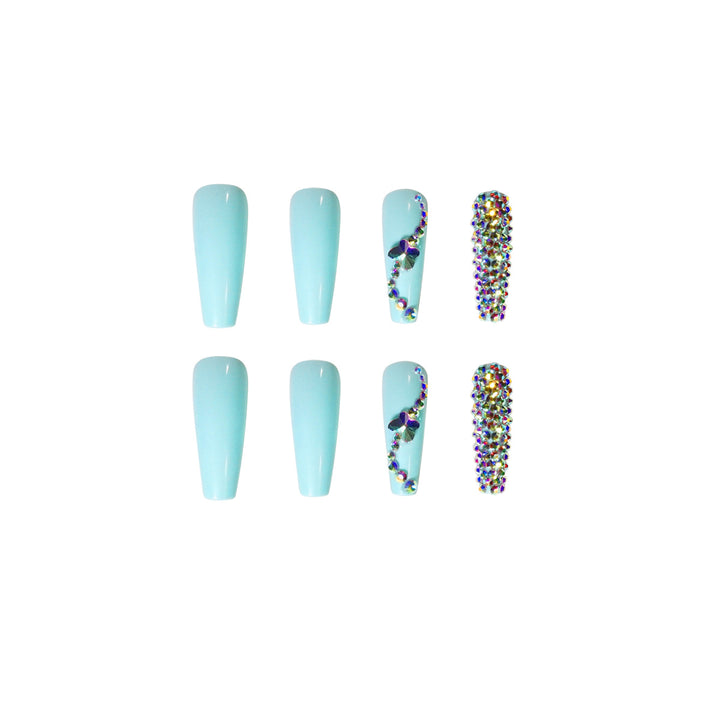 Glamorous artificial nails with sparkling rhinestone embellishments Kalsten