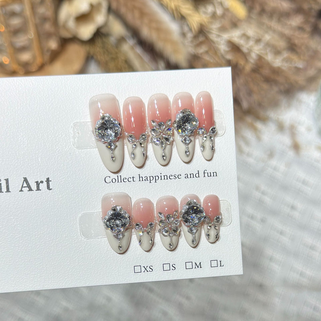 Glamorous Crystal-Embellished Stiletto Press-On Nails Kalsten