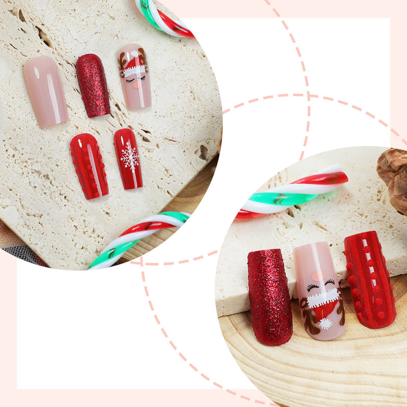 Festive Holiday-Themed Press-On Nail Art Set Kalsten