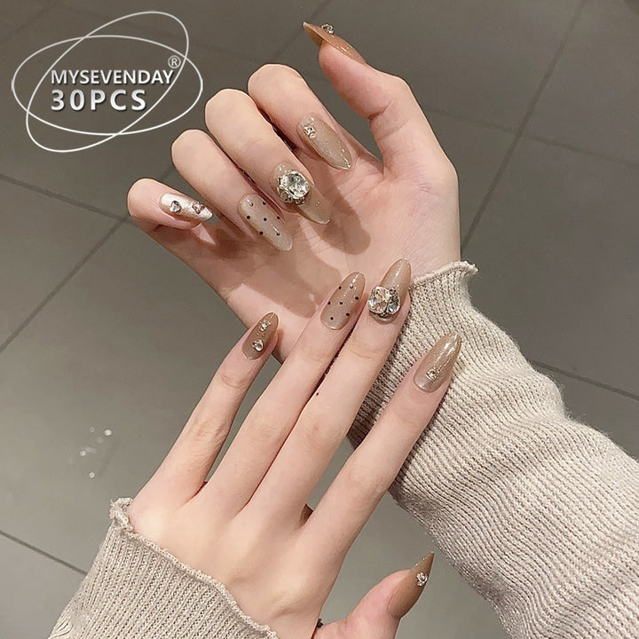 Elegant Stiletto Press-On Nail Set with Crystal Accents Kalsten