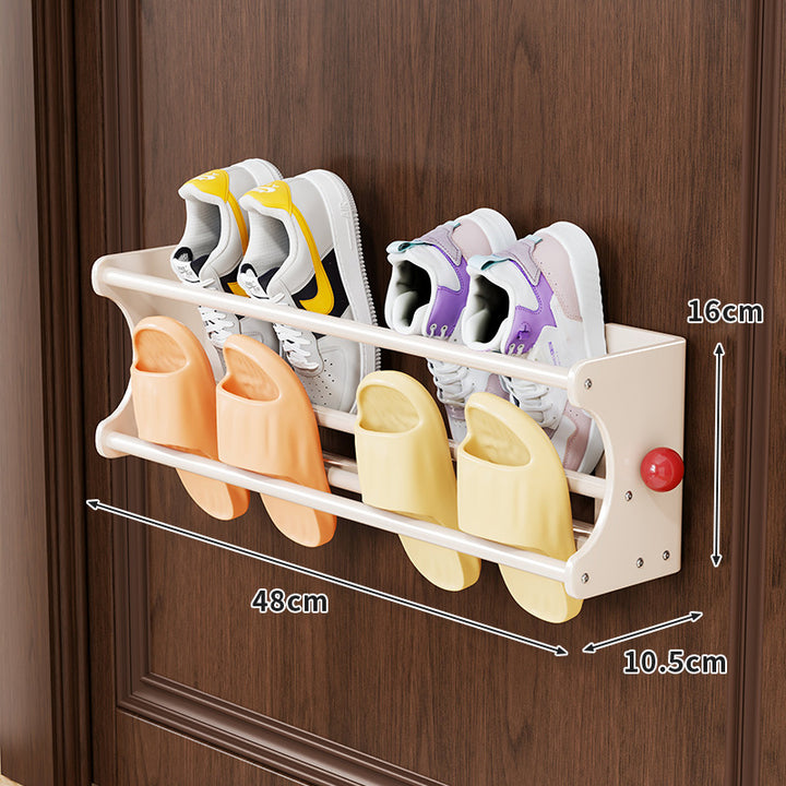 Wall-Mounted Space-Saving Door Shoe and Slipper Organizer Rack
