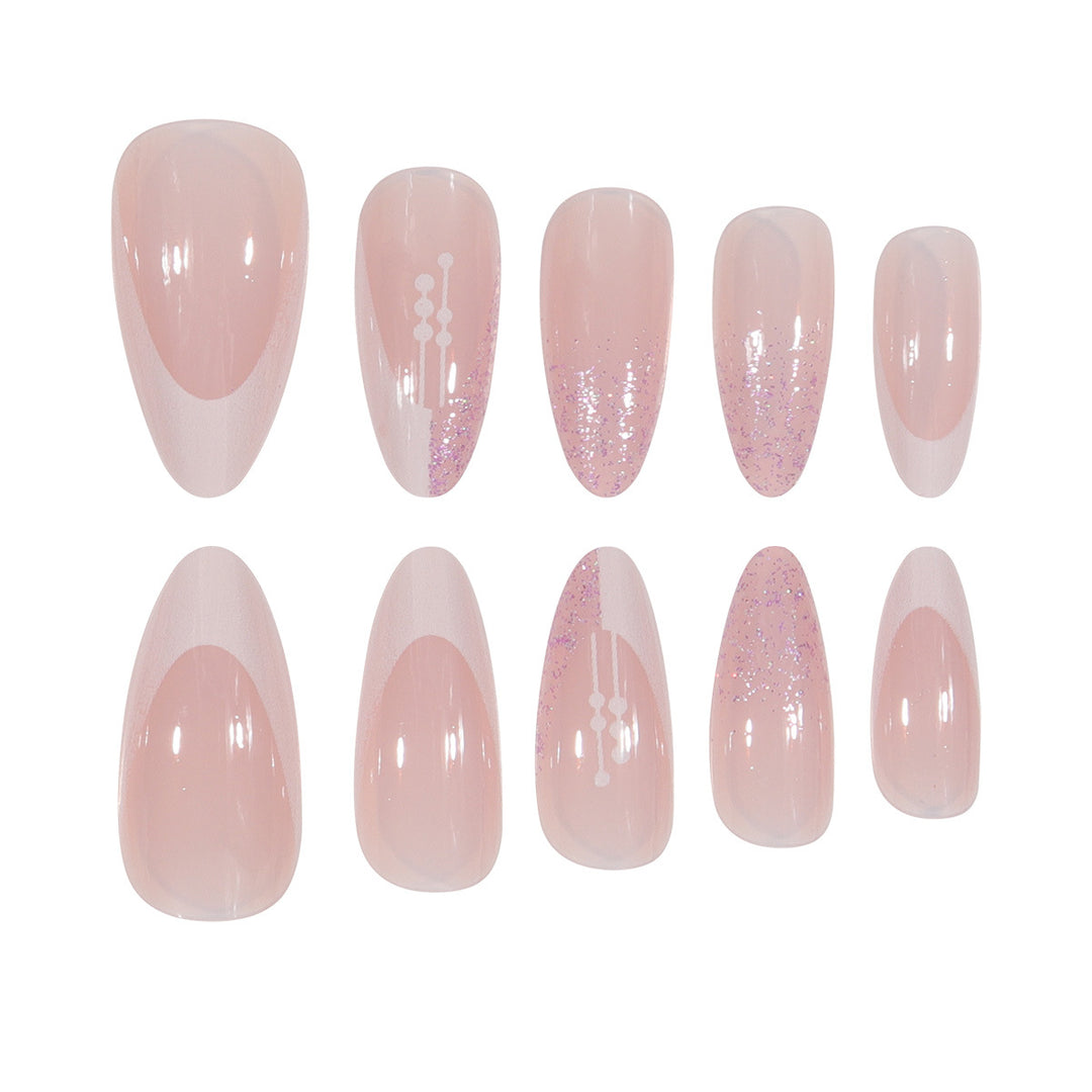 Elegant Stiletto Press-On Nails with Artistic French Tip Kalsten