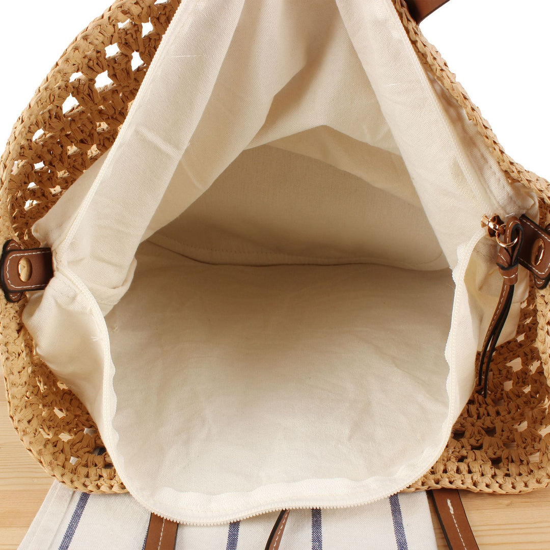 Handbag Made of Hand-Knotted Natural Material with Sturdy Leather Handles Kalsten