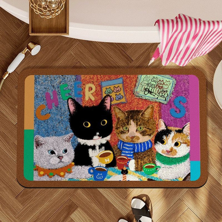Cat-Themed Bath Mat Kalsten