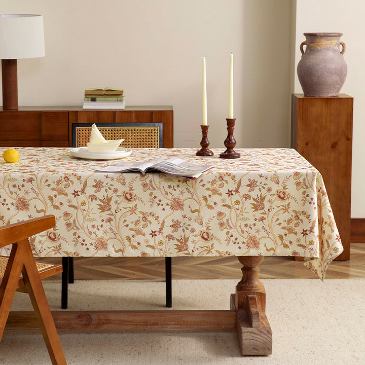 Coated tablecloth in vintage floral pattern made of cotton blend Kalsten
