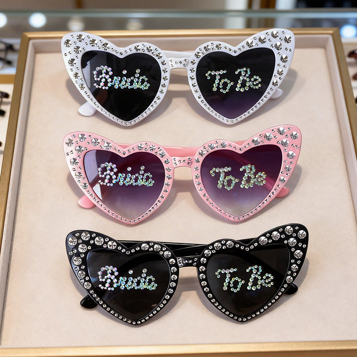 Rhinestone-Accented Heart-Shaped Sunglasses Kalsten