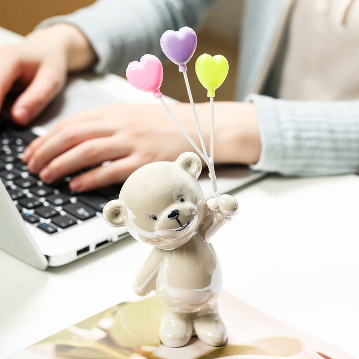 Cute ceramic bear figurine with balloons Kalsten