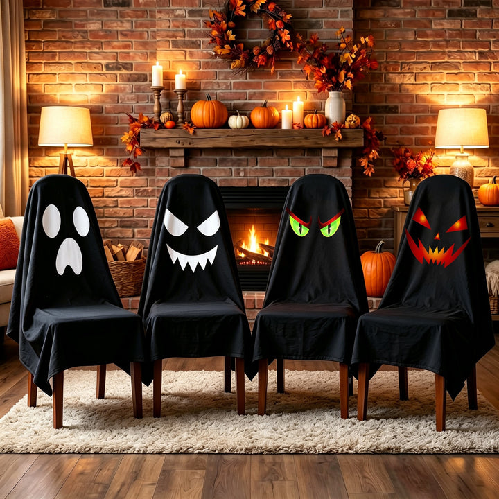 Ghost Throw Costume with Sewn-On Eyes and Bow Appliqué