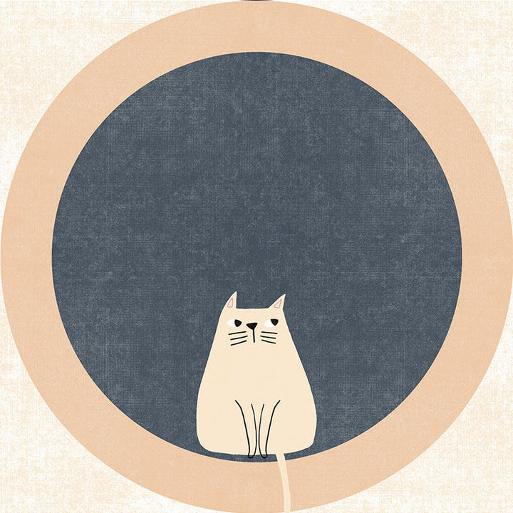 Cute Rabbit-Themed Round Area Mat