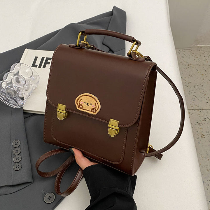 Playful Cartoon-Embroidered Satchel Bag Kalsten