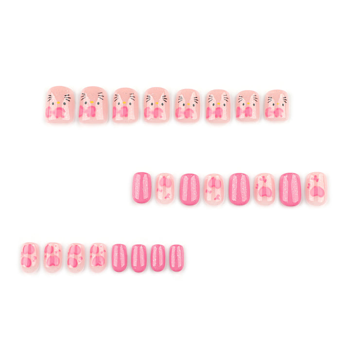 Artificial nail art with cute animal and heart motifs Kalsten