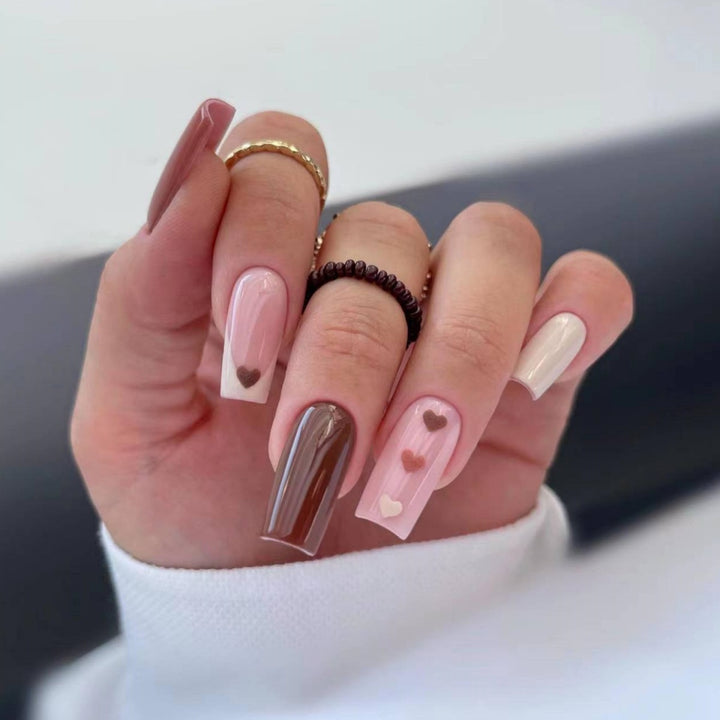 Heart Pattern Press-On Nail Art Kalsten
