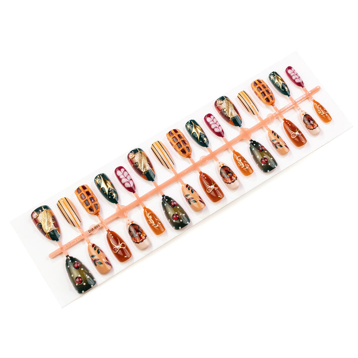 Festive Autumn-Themed Press-On Nail Art Set