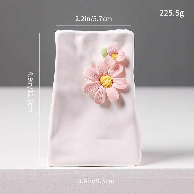 Decorative Floral Relief Ceramic Vase Kalsten