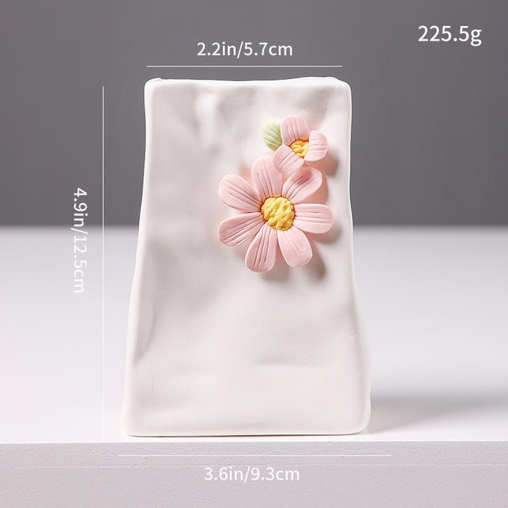 Decorative Floral Relief Ceramic Vase Kalsten