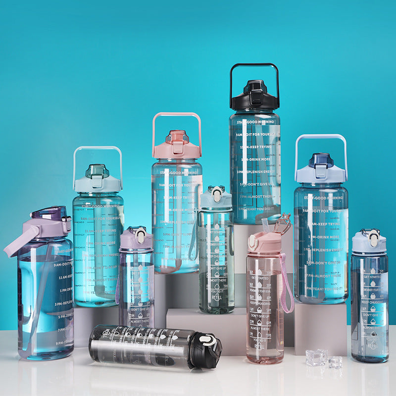 Women's motivation water bottle with integrated time markings and ergonomic design Kalsten