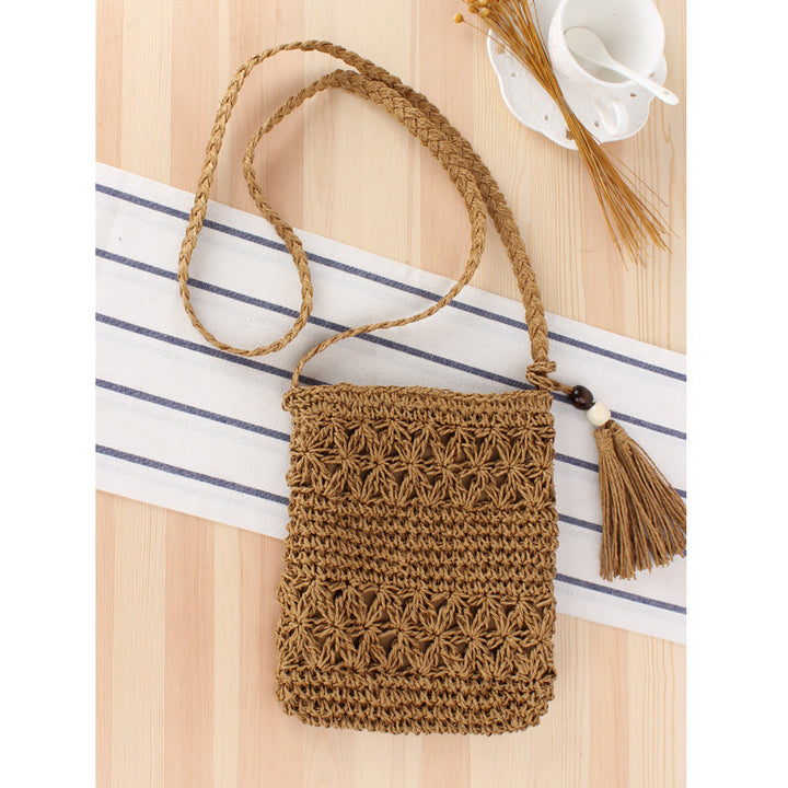 Handbag Made of Hand-Knotted Natural Material with Elegant Tassel Pendant Kalsten