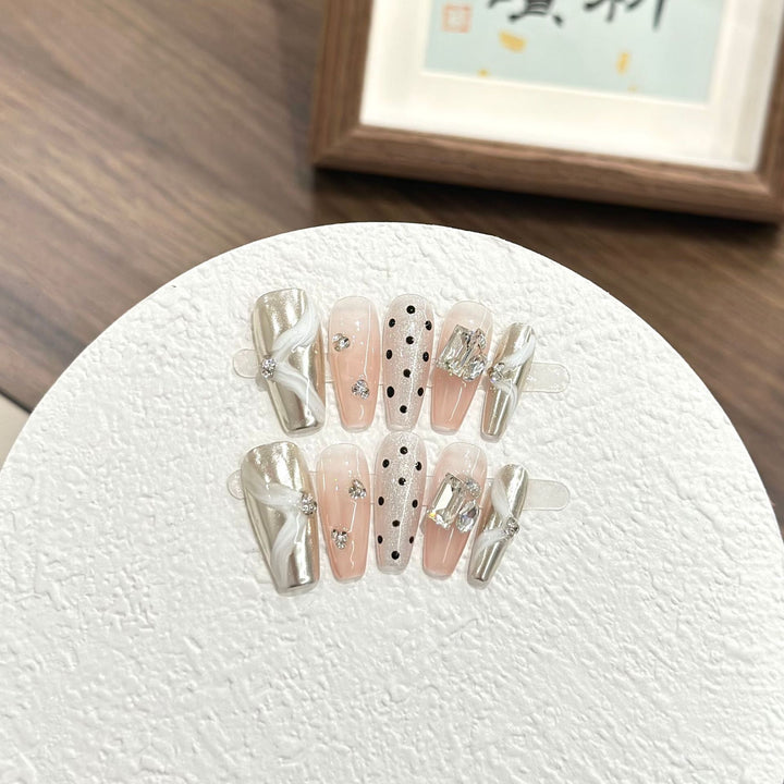 Elegant Decorative Rhinestone Press-On Nail Set