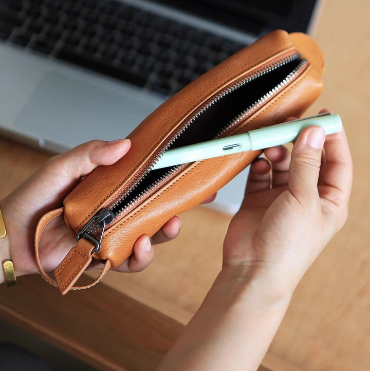 Stylish Zippered Leather Pencil Case Kalsten