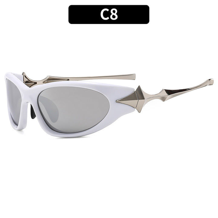 Futuristic Shield Sunglasses with Metallic Accents