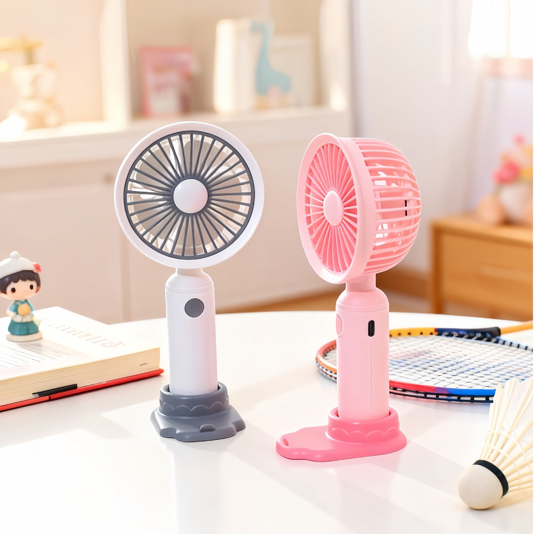 Ladies Portable Hand Fan with USB Charging Function and Flexible Stand Kalsten