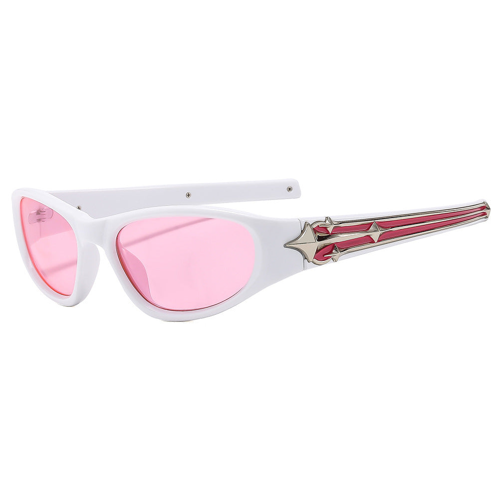 Fashion-Forward Shield Sunglasses with Decorative Frame Design Kalsten