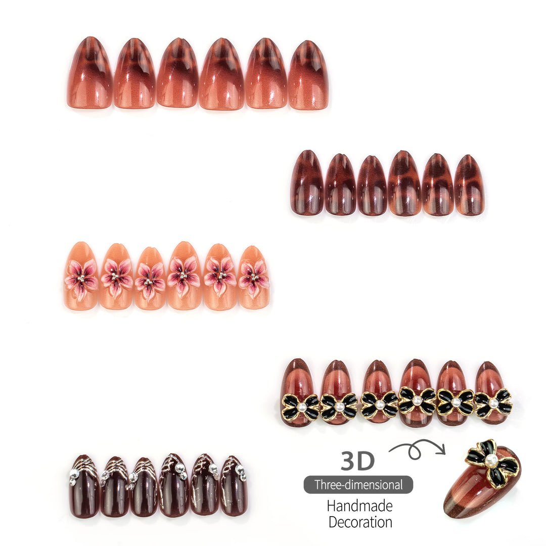 Decorative Floral Nail Art Press-On Set