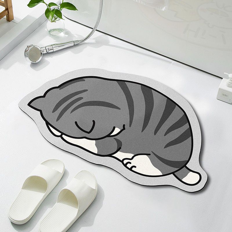 Cloud-Shaped Absorbent Microfiber Anti-Slip Bath Mat with Coastal Wave Print