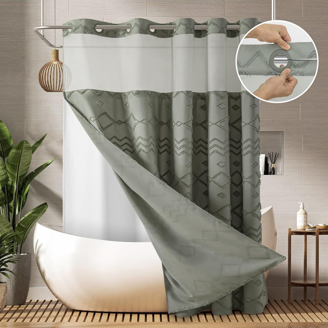 Textured Geometric Shower Curtain Kalsten
