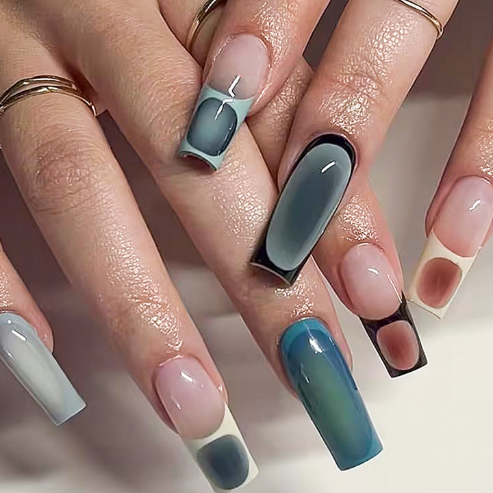 Acrylic nail set with stylish gradient color effects Kalsten