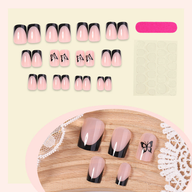 Decorative Press-On Nail Set with Elegant Bow Accents kalsten
