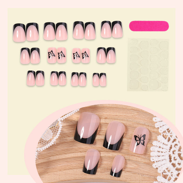 Decorative Press-On Nail Set with Elegant Bow Accents kalsten
