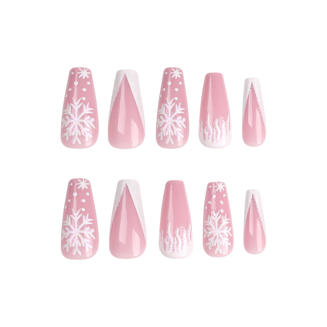 Artful Stiletto Nails with Snowflake Design Kalsten